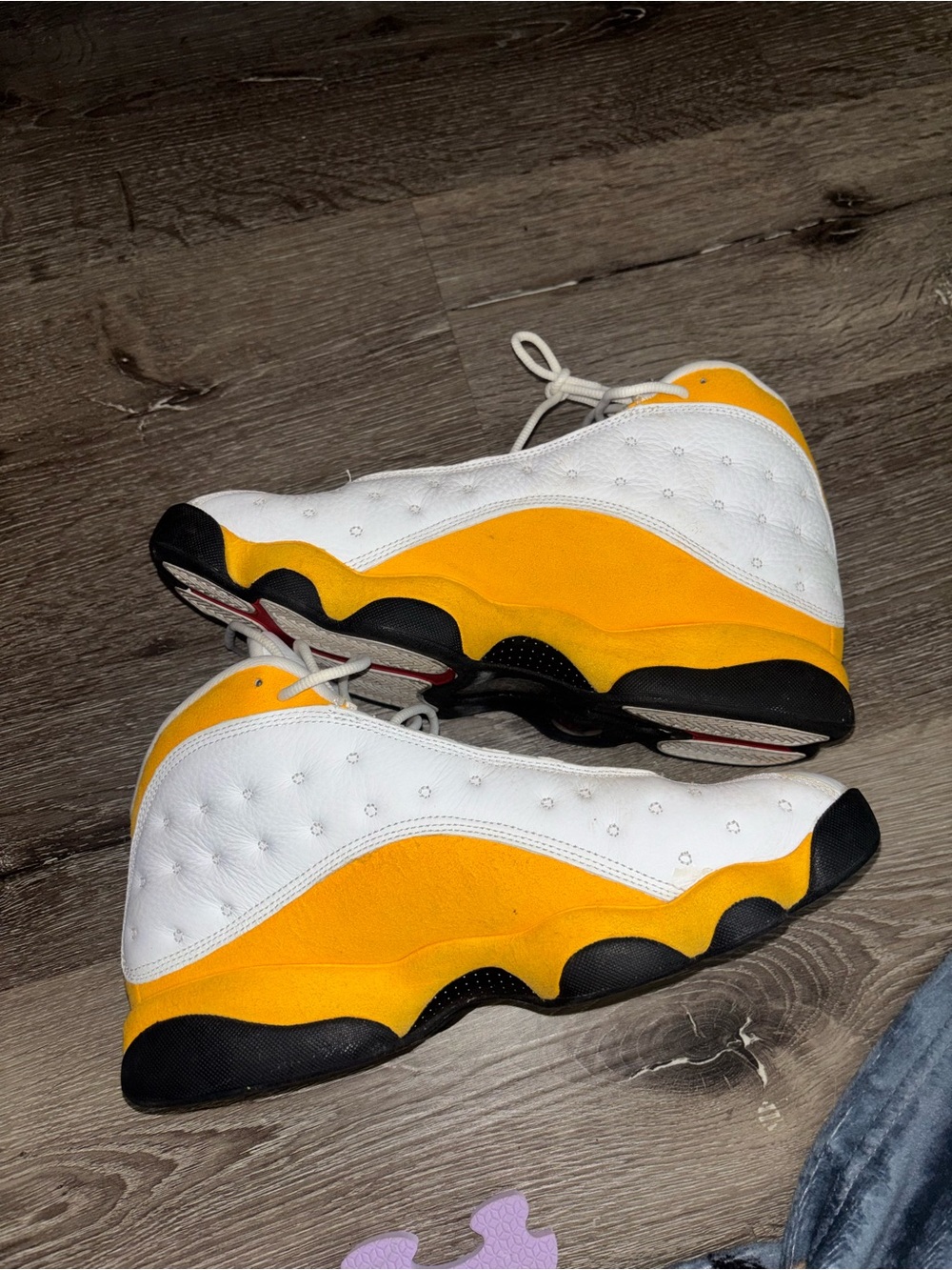 Jordan White Sneakers with Yellow and Red Accents - Picture 2 of 5